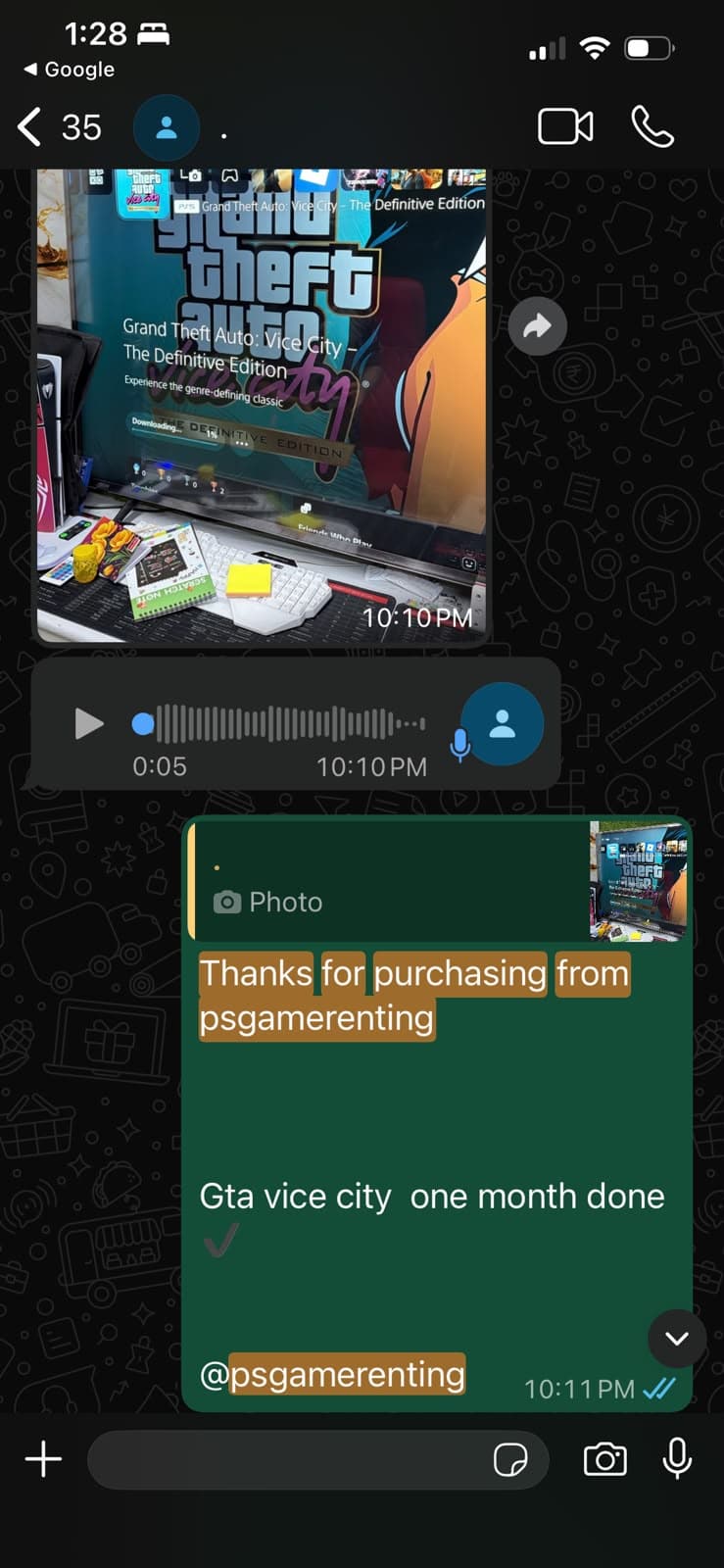 Customer WhatsApp review screenshot